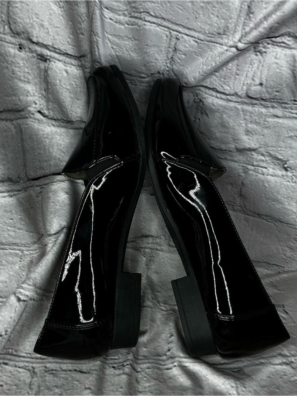 Minimalist Corporate Goth Preppy Dark Academia Liquid Glossy Black‎ Loafers Sz 8 - Picture 8 of 10